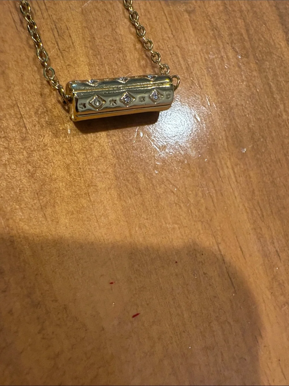 Delicate Gold Bar Necklace with Crystal Accents - Women's Jewelry